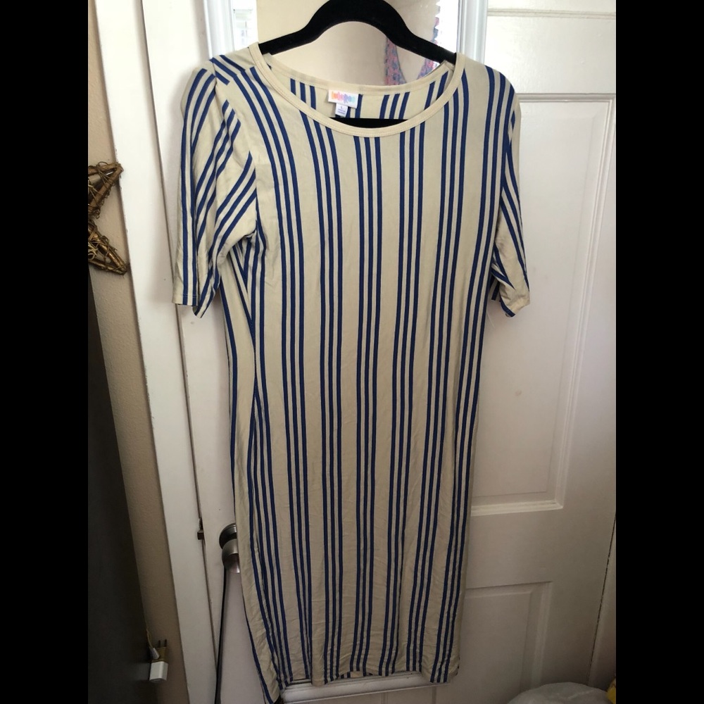 Blue and cream stripped LulaRoe Julia